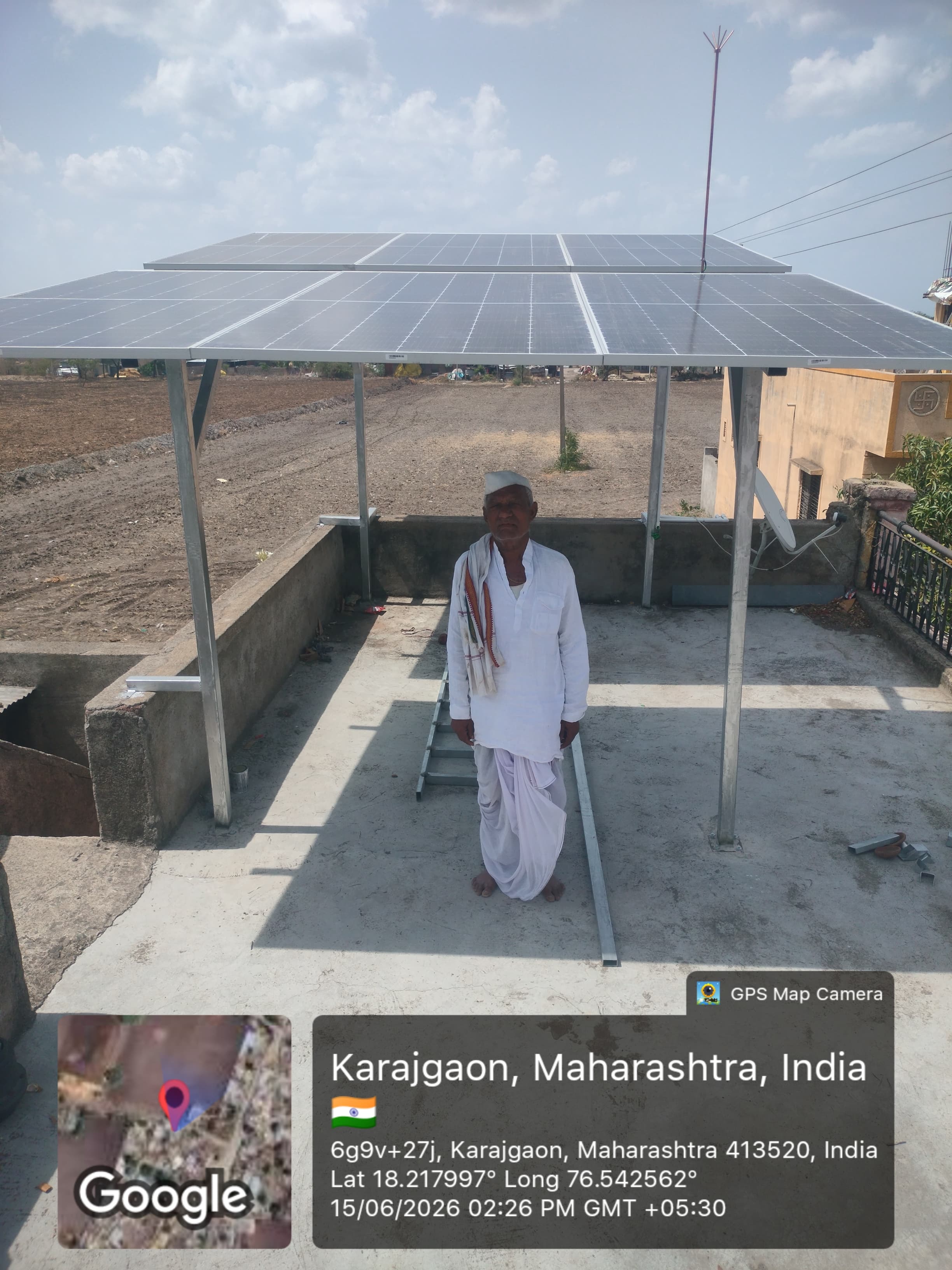 Residential solar installation at Karajgaon